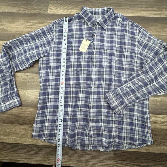 Peter Millar Crown Crafted XL Men's Long Sleeve Button Down Plaid Linen‎ Shirt - Picture 7 of 9